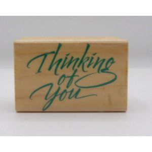 Stamp Wooden Thinking of You Hero Arts  ©1996 2" x 1 3/8" Cursive